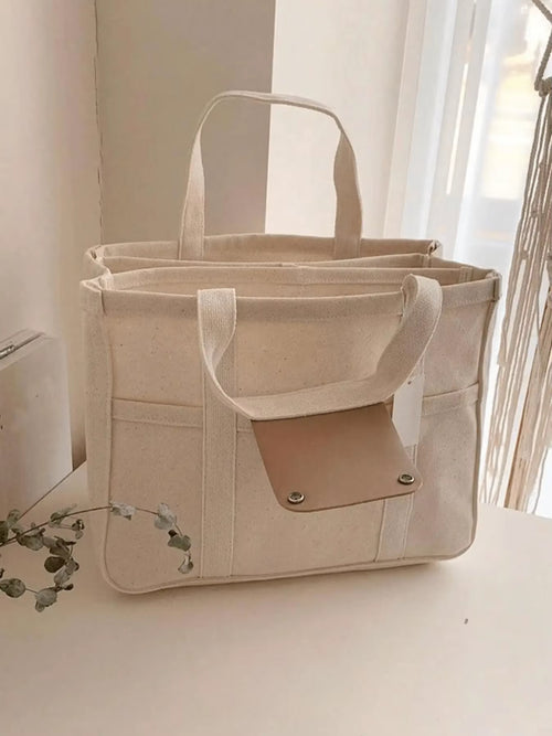 Large Capacity Canvas Tote Bags for Work Commuting Carrying Bag College Style Student Outfit Book Shoulder Bag